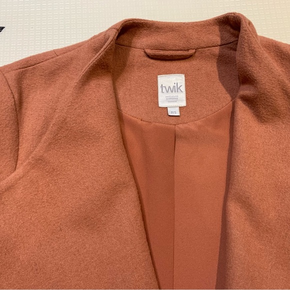 Twik Peach Drape Front Jacket/Overcoat - Picture 2 of 5